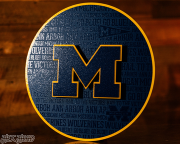 Michigan Wolverines 'Block M" CRAFT SERIES 3D Embossed Metal Wall Art