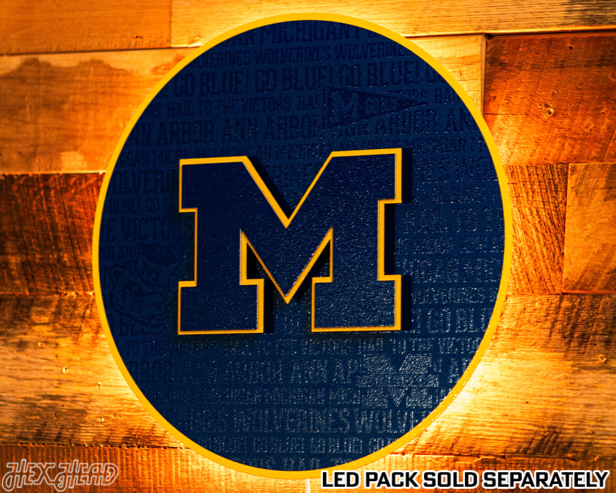 Michigan Wolverines 'Block M" CRAFT SERIES 3D Embossed Metal Wall Art