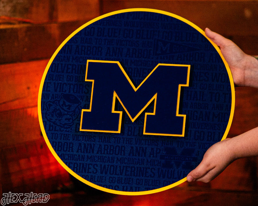 Michigan Wolverines 'Block M" CRAFT SERIES 3D Embossed Metal Wall Art