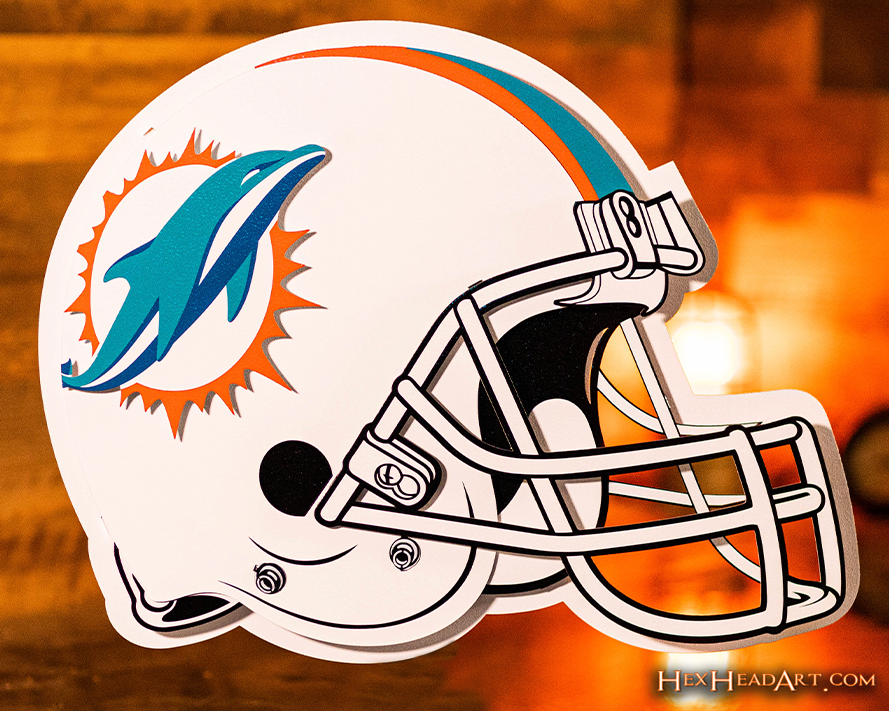 Miami Dolphins BLITZ Collection - 8 Layer Helmet 3D Vintage Metal Wall Art