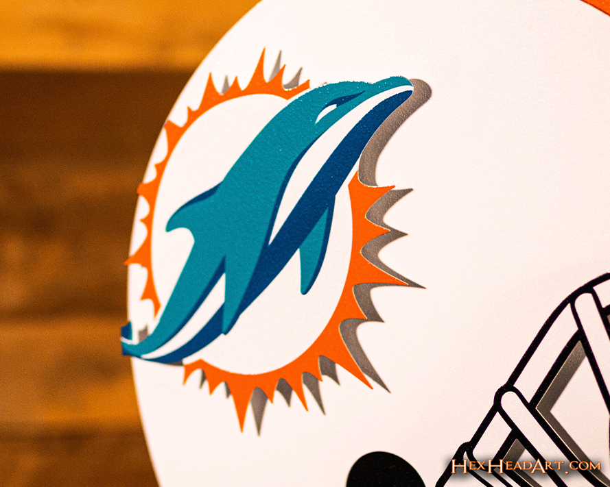 Miami Dolphins BLITZ Collection - 8 Layer Helmet 3D Vintage Metal Wall Art