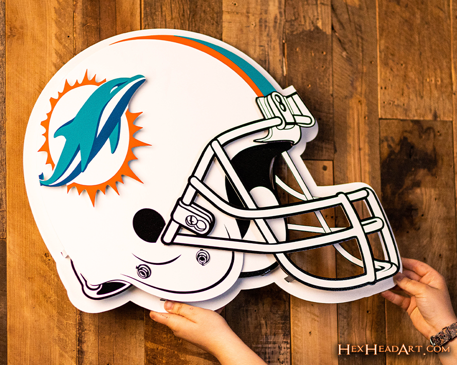 Miami Dolphins BLITZ Collection - 8 Layer Helmet 3D Vintage Metal Wall Art