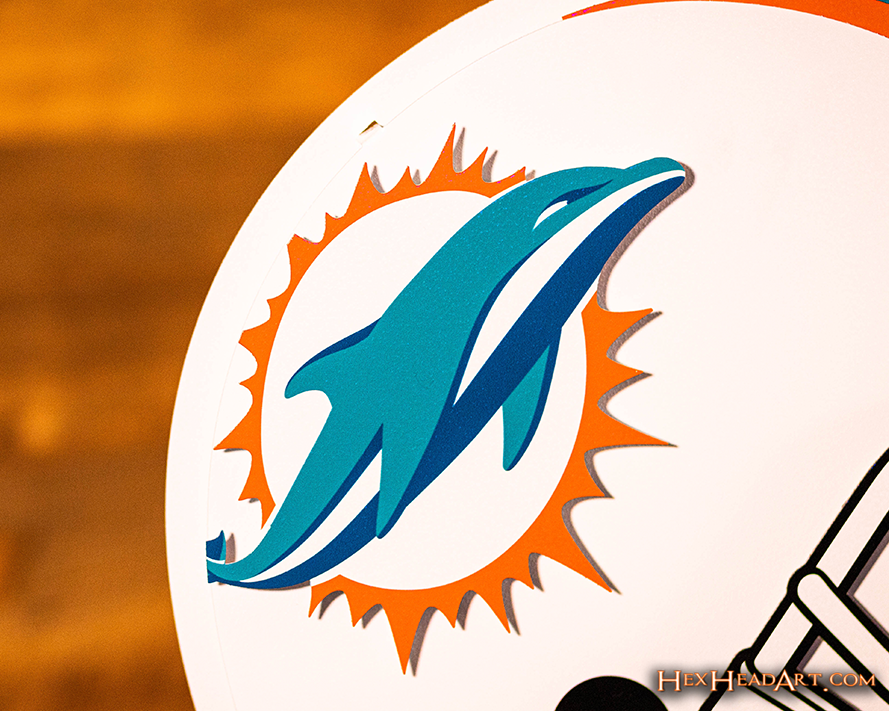 Miami Dolphins BLITZ Collection - 8 Layer Helmet 3D Vintage Metal Wall Art