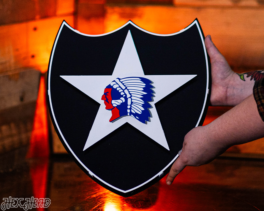 US Army 2nd Infantry Patch 3D Vintage Metal Wall Art