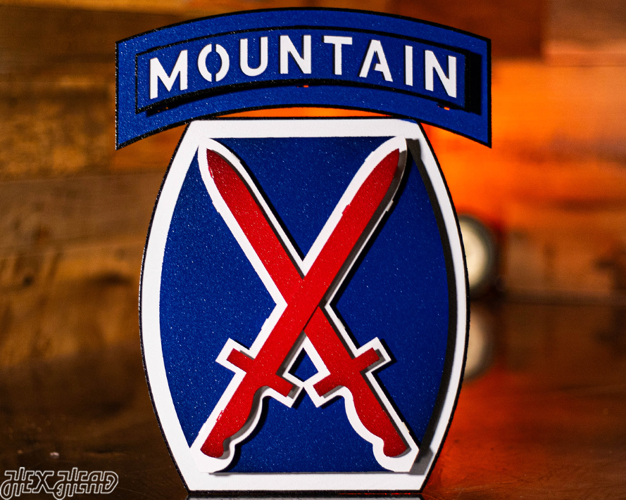 US Army 10th Mountain Patch 3D Metal Wall Art