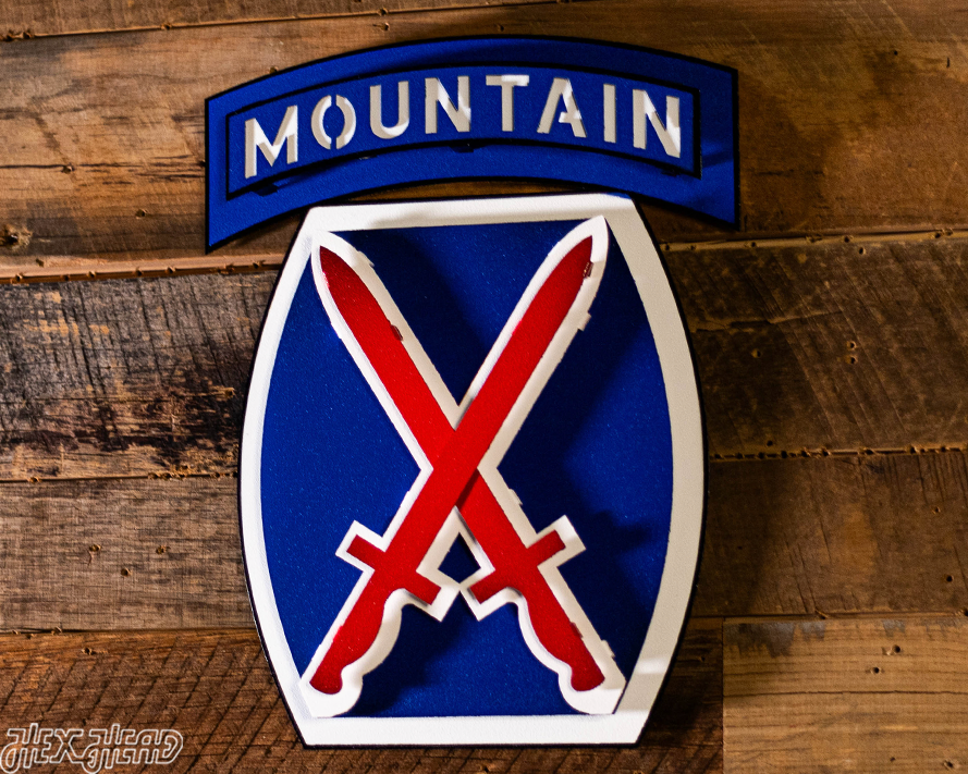 US Army 10th Mountain Patch 3D Metal Wall Art