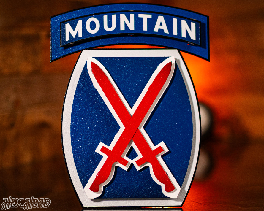 US Army 10th Mountain Patch 3D Metal Wall Art