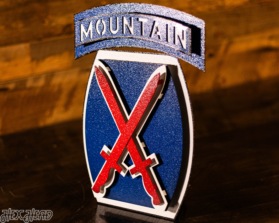 US Army 10th Mountain Patch 3D Metal Wall Art