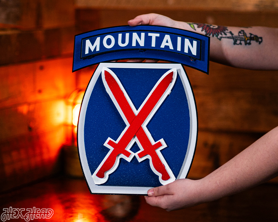 US Army 10th Mountain Patch 3D Metal Wall Art