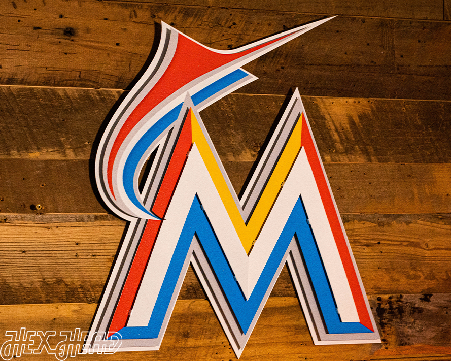 Miami Marlins Cooperstown "2012 M" Logo 3D Metal Wall Art