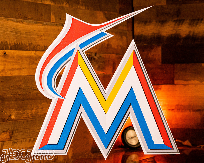 Miami Marlins Metal Wall Art Hex Head Art