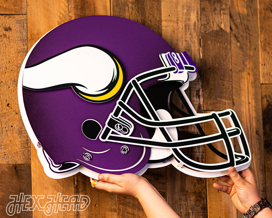 Minnesota Vikings BLITZ Collection - 8 Layer Helmet 3D Vintage Metal Wall Art