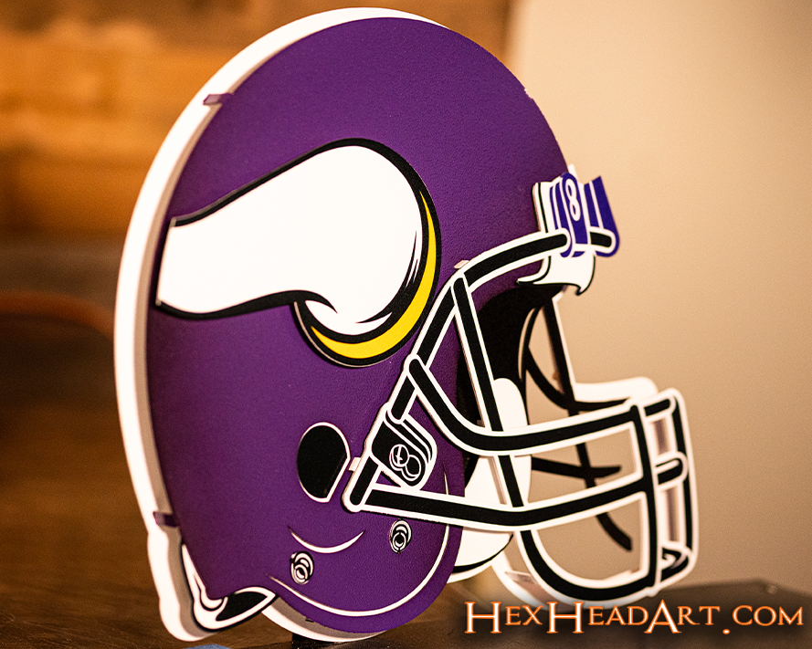 BLITZ Collection - 8 Layer Minnesota Vikings Helmet 3D Vintage Metal Wall Art