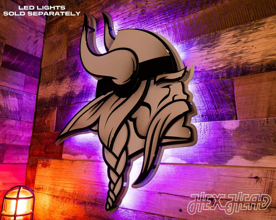 MONOCHROME -  Minnesota Vikings "Norseman"  3D Vintage Metal Wall Art