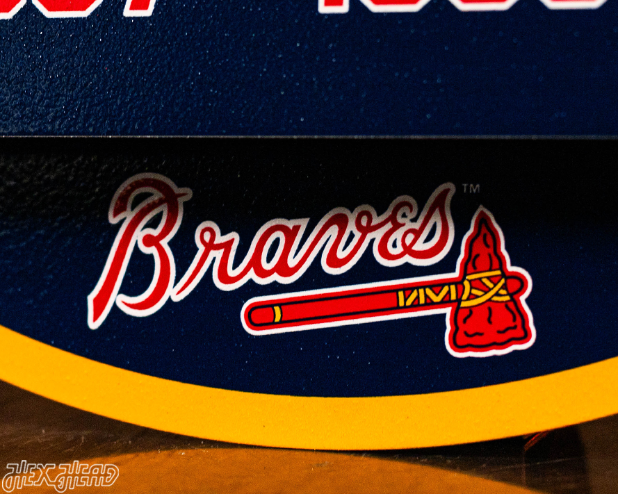 Atlanta Braves DYNASTY - World Series  Wins w/ Replaceable Icon Plate 3D Vintage Metal Wall Art