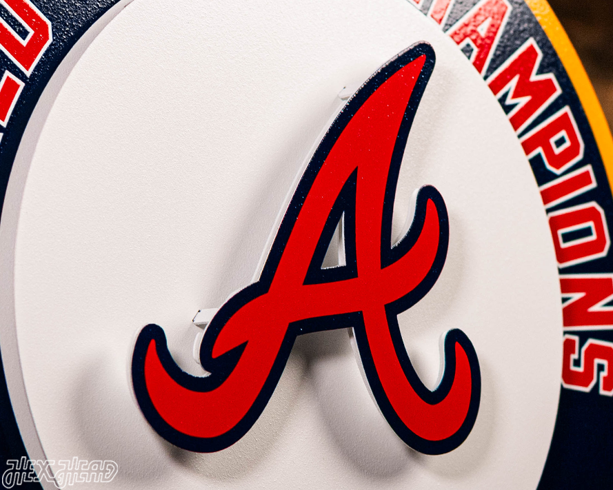 Atlanta Braves DYNASTY - World Series  Wins w/ Replaceable Icon Plate 3D Vintage Metal Wall Art