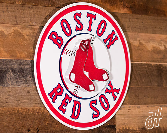 Boston Red Sox Crest 3D Vintage Metal Wall Art