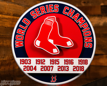 Boston Red Sox DYNASTY - World Series  Wins w/ Replaceable Icon Plate 3D Vintage Metal Wall Art