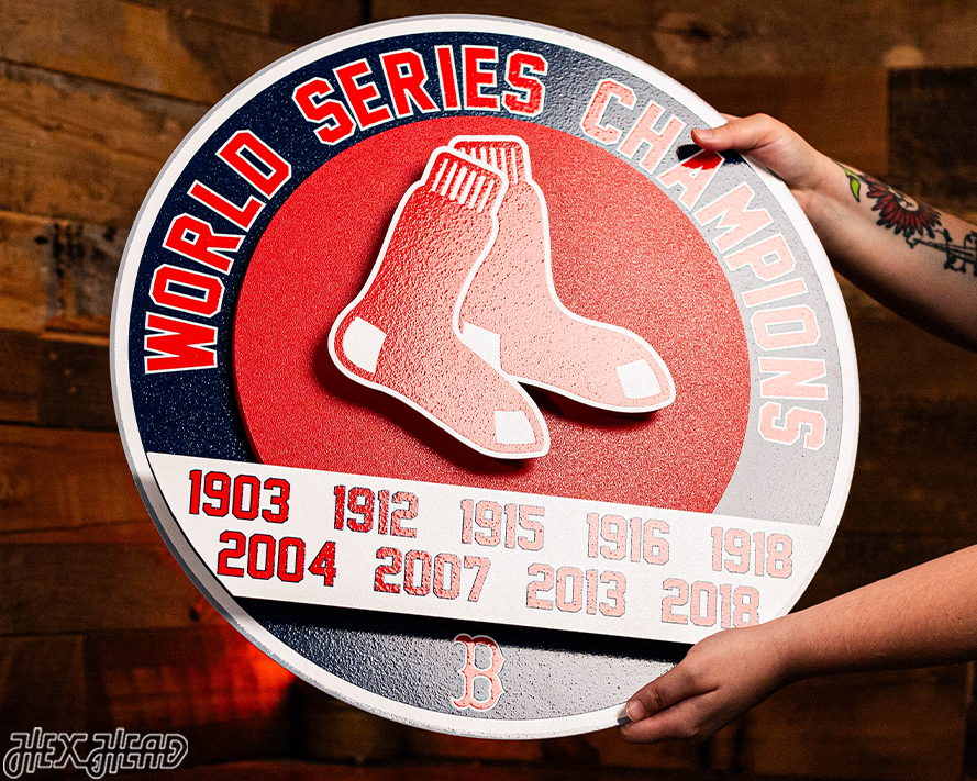 Boston Red Sox DYNASTY - World Series  Wins w/ Replaceable Icon Plate 3D Vintage Metal Wall Art