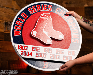 Boston Red Sox DYNASTY - World Series  Wins w/ Replaceable Icon Plate 3D Vintage Metal Wall Art