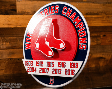 Boston Red Sox DYNASTY - World Series  Wins w/ Replaceable Icon Plate 3D Vintage Metal Wall Art