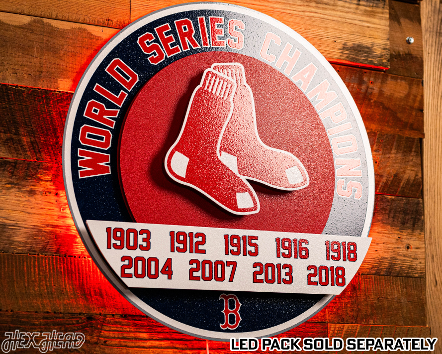 Boston Red Sox DYNASTY - World Series  Wins w/ Replaceable Icon Plate 3D Vintage Metal Wall Art