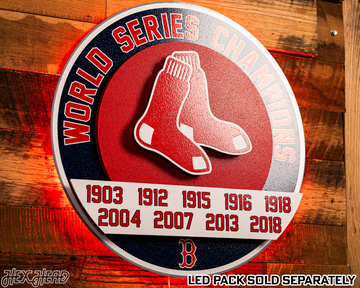 Boston Red Sox DYNASTY - World Series  Wins w/ Replaceable Icon Plate 3D Vintage Metal Wall Art