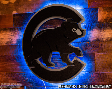 MONOCHROME - Chicago Cubs "Walking Cub" Logo 3D Metal Wall Art