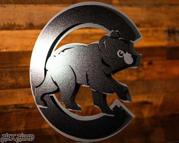 MONOCHROME - Chicago Cubs "Walking Cub" Logo 3D Metal Wall Art