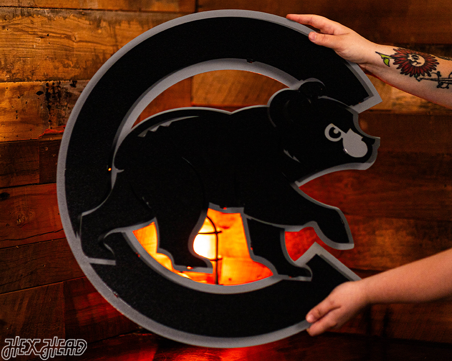 MONOCHROME - Chicago Cubs "Walking Cub" Logo 3D Metal Wall Art