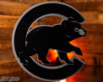 MONOCHROME - Chicago Cubs "Walking Cub" Logo 3D Metal Wall Art