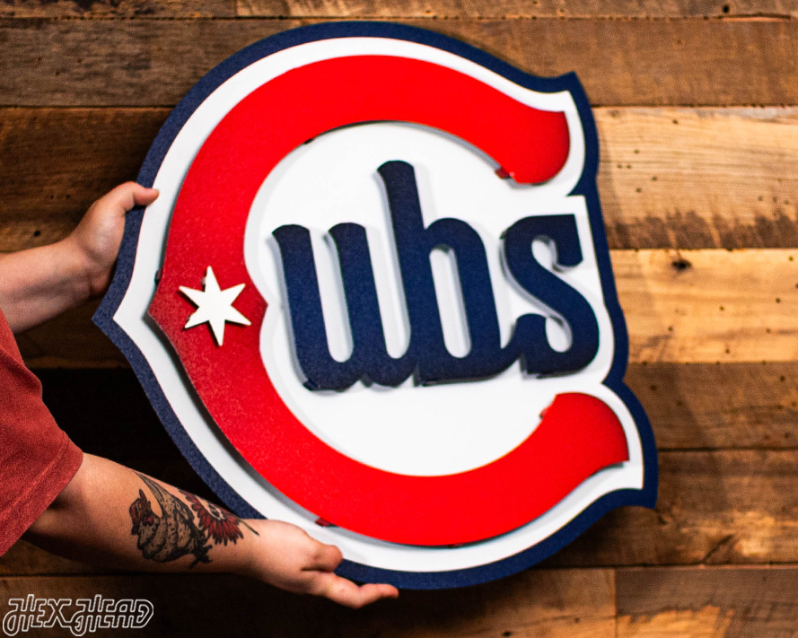 Chicago Cubs Alternate Logo 3D Metal Wall Art