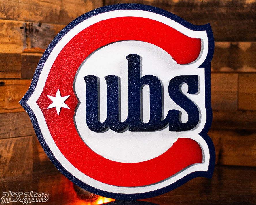 Chicago Cubs Alternate Logo 3D Metal Wall Art