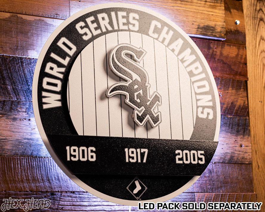 Chicago White Sox DYNASTY - World Series  Wins w/ Replaceable Icon Plate 3D Vintage Metal Wall Art
