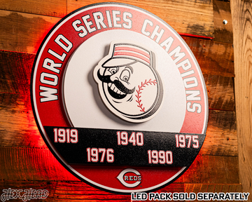 Cincinnati Reds DYNASTY - World Series  Wins w/ Replaceable Icon Plate 3D Vintage Metal Wall Art