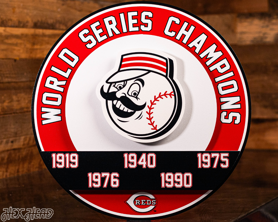 Cincinnati Reds DYNASTY - World Series  Wins w/ Replaceable Icon Plate 3D Vintage Metal Wall Art