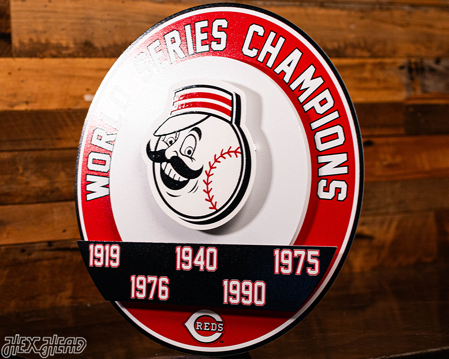 Cincinnati Reds DYNASTY - World Series  Wins w/ Replaceable Icon Plate 3D Vintage Metal Wall Art