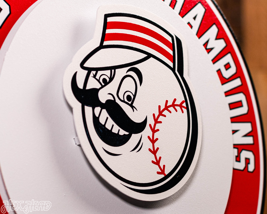 Cincinnati Reds DYNASTY - World Series  Wins w/ Replaceable Icon Plate 3D Vintage Metal Wall Art