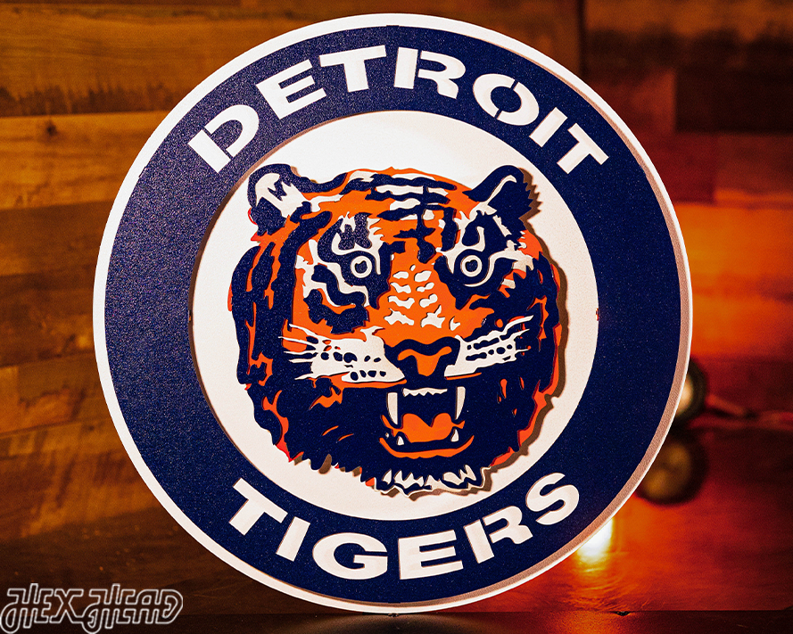 Detroit Tigers Crest Logo 3D Metal Artwork – Hex Head Art