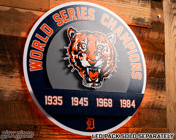 Detroit Tigers DYNASTY - World Series  Wins w/ Replaceable Icon Plate 3D Vintage Metal Wall Art
