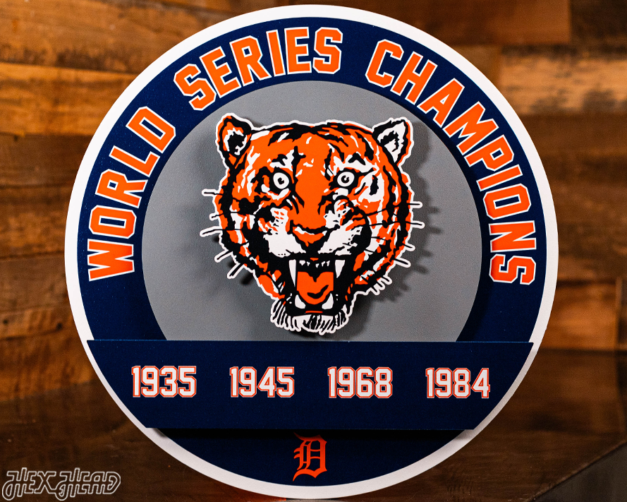 Detroit Tigers DYNASTY - World Series  Wins w/ Replaceable Icon Plate 3D Vintage Metal Wall Art