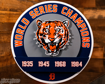 Detroit Tigers DYNASTY - World Series  Wins w/ Replaceable Icon Plate 3D Vintage Metal Wall Art