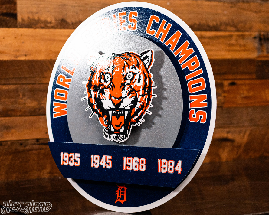 Detroit Tigers DYNASTY - World Series  Wins w/ Replaceable Icon Plate 3D Vintage Metal Wall Art