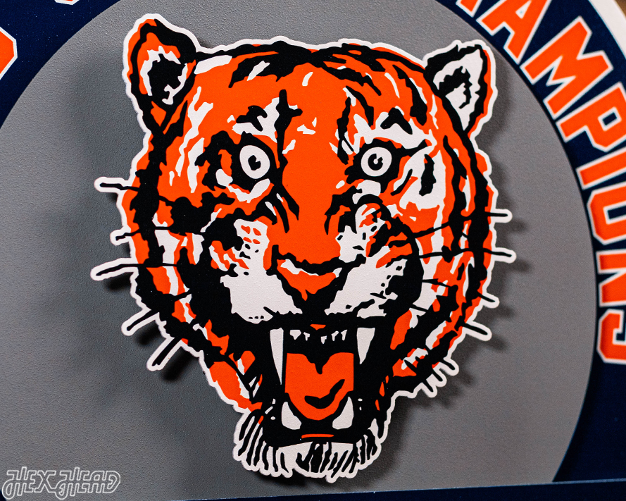 Detroit Tigers DYNASTY - World Series  Wins w/ Replaceable Icon Plate 3D Vintage Metal Wall Art