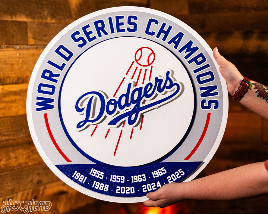 Los Angeles Dodgers DYNASTY - World Series Wins / Replaceable Icon Plate 3D Vintage Metal Wall Art