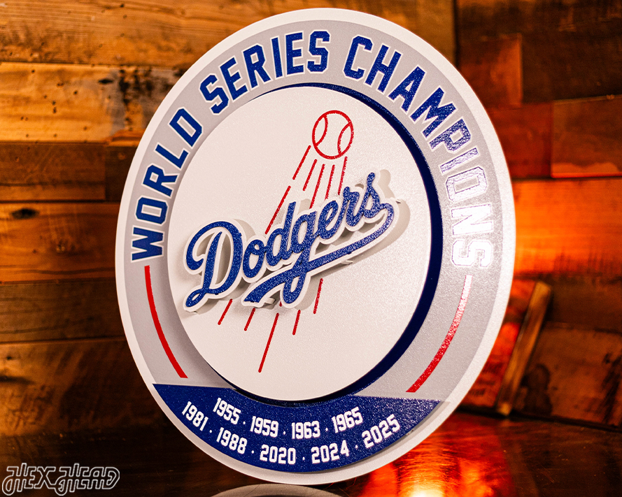 Los Angeles Dodgers DYNASTY - World Series Wins / Replaceable Icon Plate 3D Vintage Metal Wall Art
