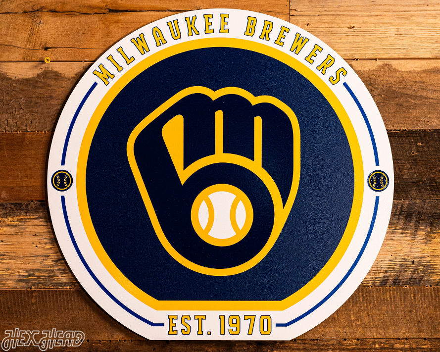 VARSITY Collection- SINGLE Layer Milwaukee Brewers Metal Wall Art