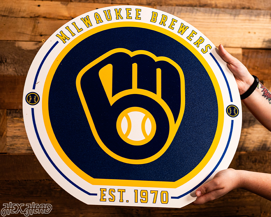 VARSITY Collection- SINGLE Layer Milwaukee Brewers Metal Wall Art