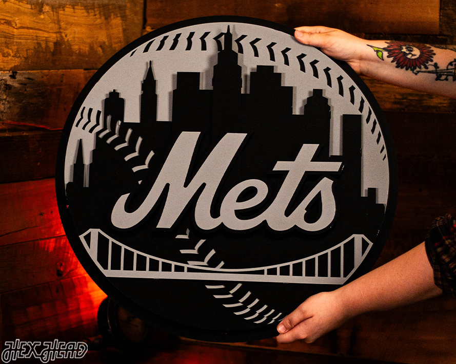 MONOCHROME - New York Mets Crest 3D Vintage Metal Wall Art