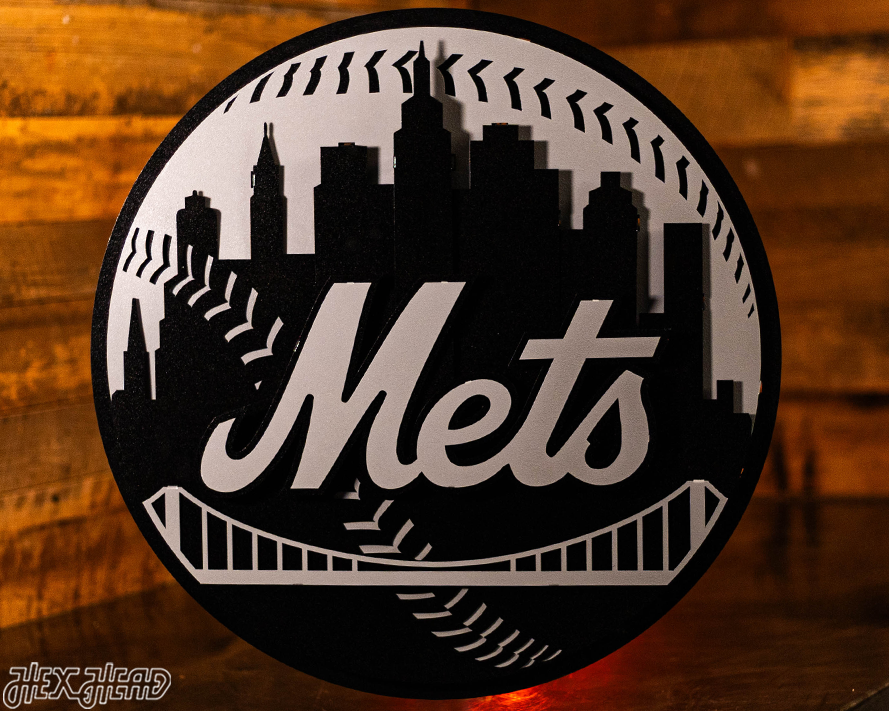 MONOCHROME - New York Mets Crest 3D Vintage Metal Wall Art